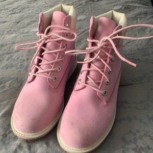Pink timberland boots